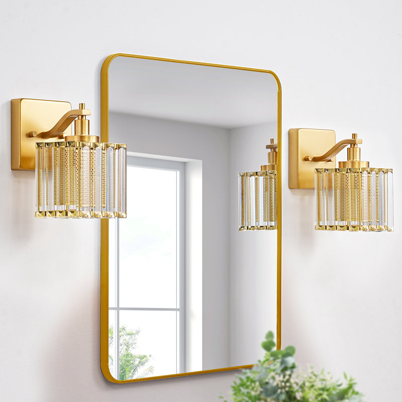 Ensemble de 2 luminaires de salle de bain à intensité variable avec abat-jour en cristal