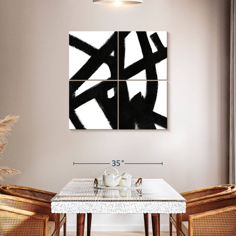 Encre noire stries II, H 38 po x l 38 po