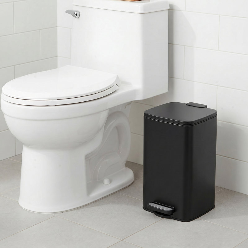 19.5x24x25.5cm Steel Kitchen Trash Can, Black