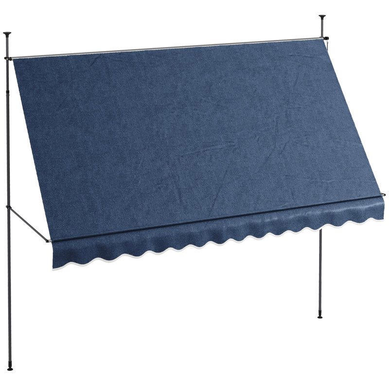 Auvent de terrasse rétractable en polyester Outsunny D, H 118,1 po x l 118,1 po x P 48 po, Café