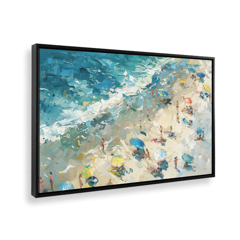 _Harmonie côtière, reproduction sur toile, Cadre flottant noir satiné, H 34 po x l 50 po x P 1,75 po