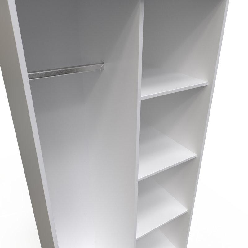 Fully Assembled 3 Door Wardrobe, 196cm H x 74cm W x 53cm D, Chrome