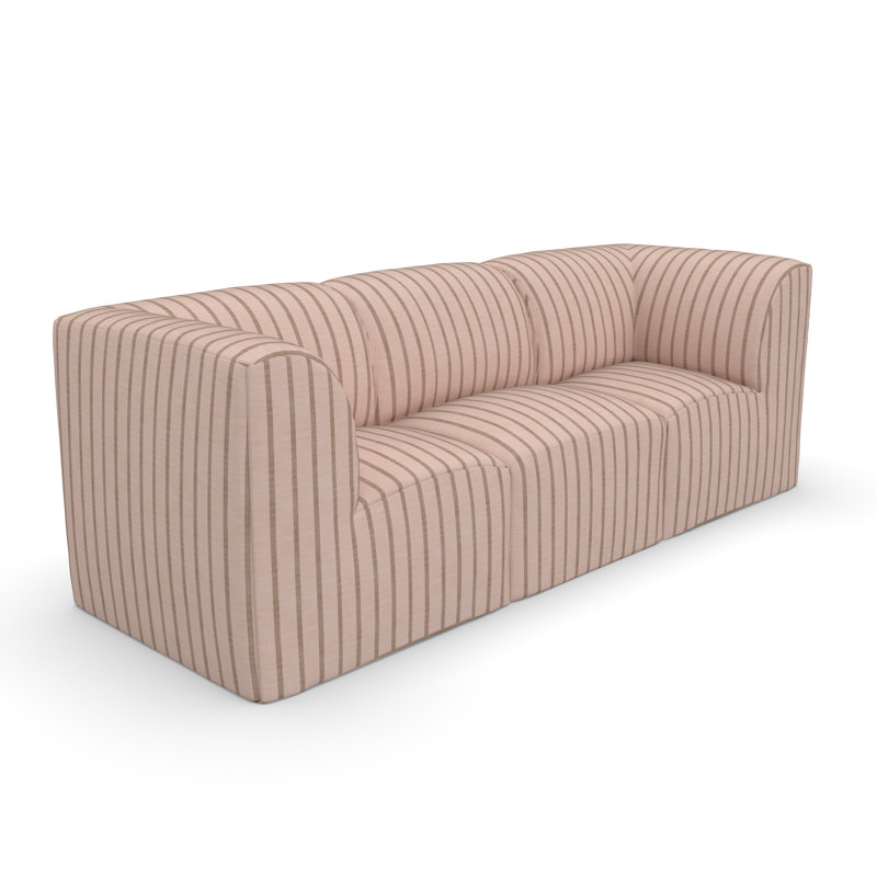 Fleener 96" Sunbrella® Outdoor Sofa, Pink Striped Sunbrella®