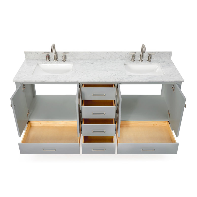 Cambridge 72.25'' Double Bathroom Vanity with Top, Gray