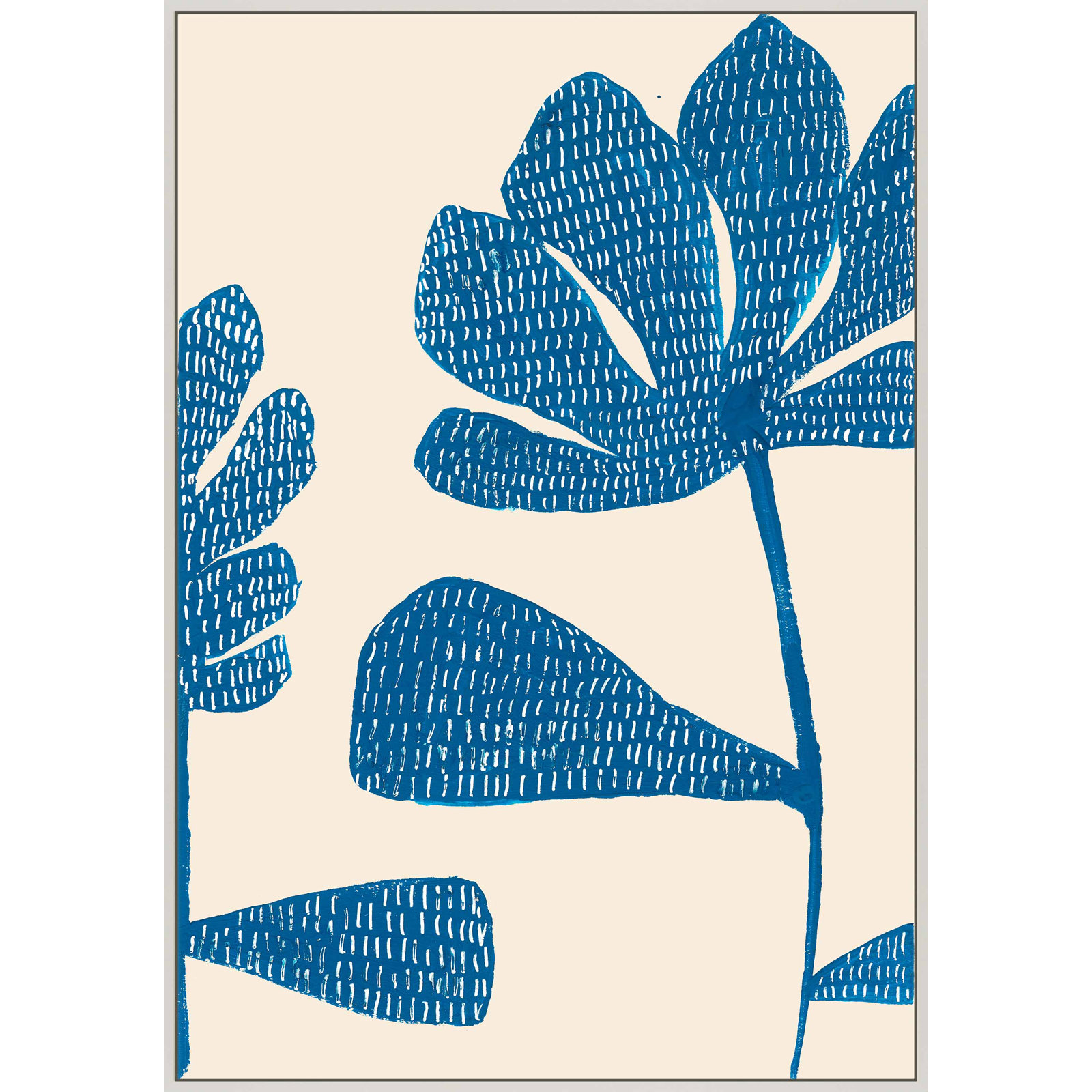 Ceramic Blue 1 Print by Andrea Stokes, White Picture Framed Canvas, 20" H x 14" W