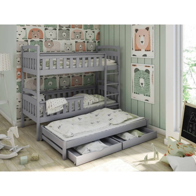 Remmy 90 X 190cm Bunk Bed with Storage Included with Trundle Included