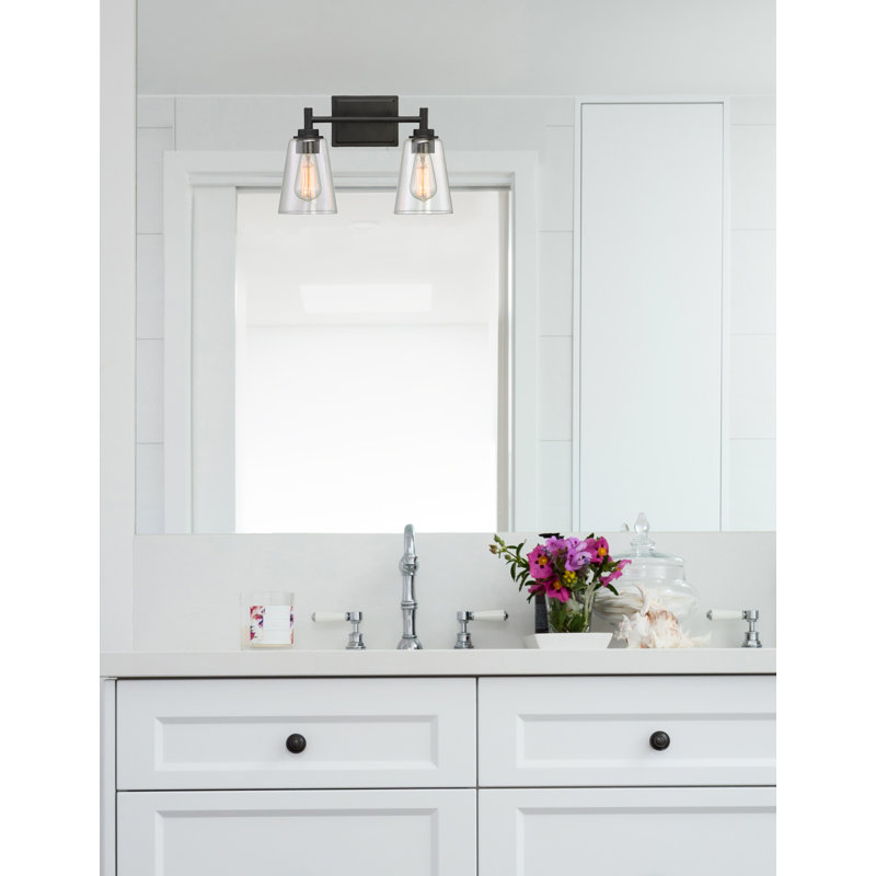 Éclairage pour meuble-lavabo à 2 lumières à intensité variable Ledet, Noir mat