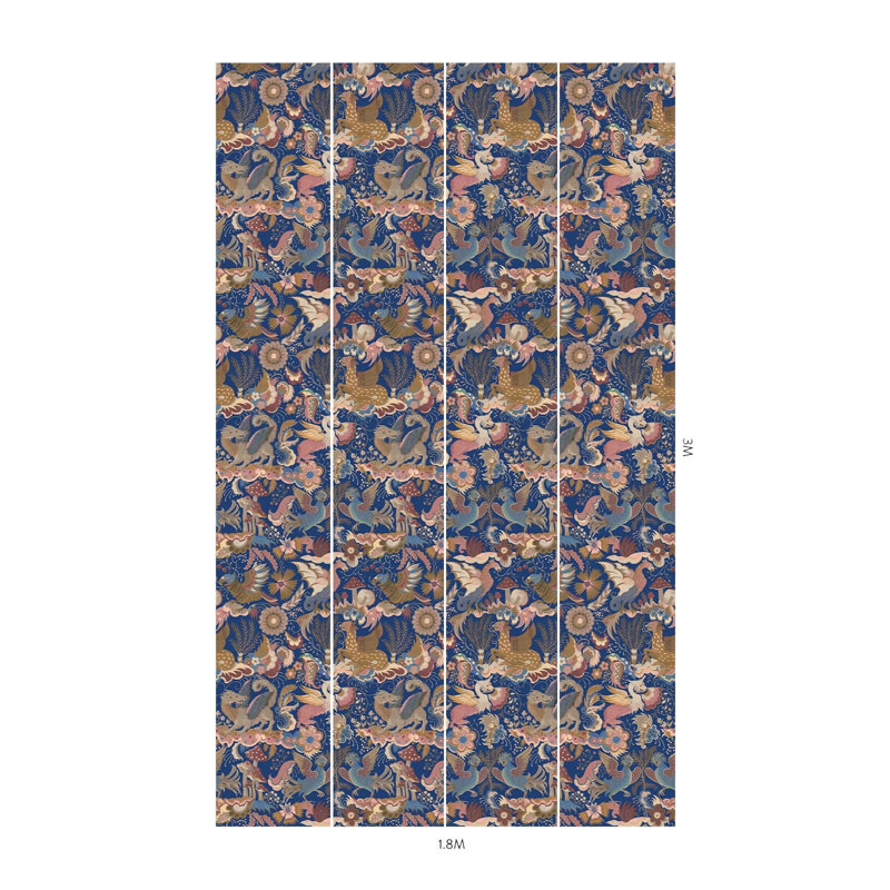 Phantasia 9.84" L x 70.87" W Wallpaper Roll, Sapphire