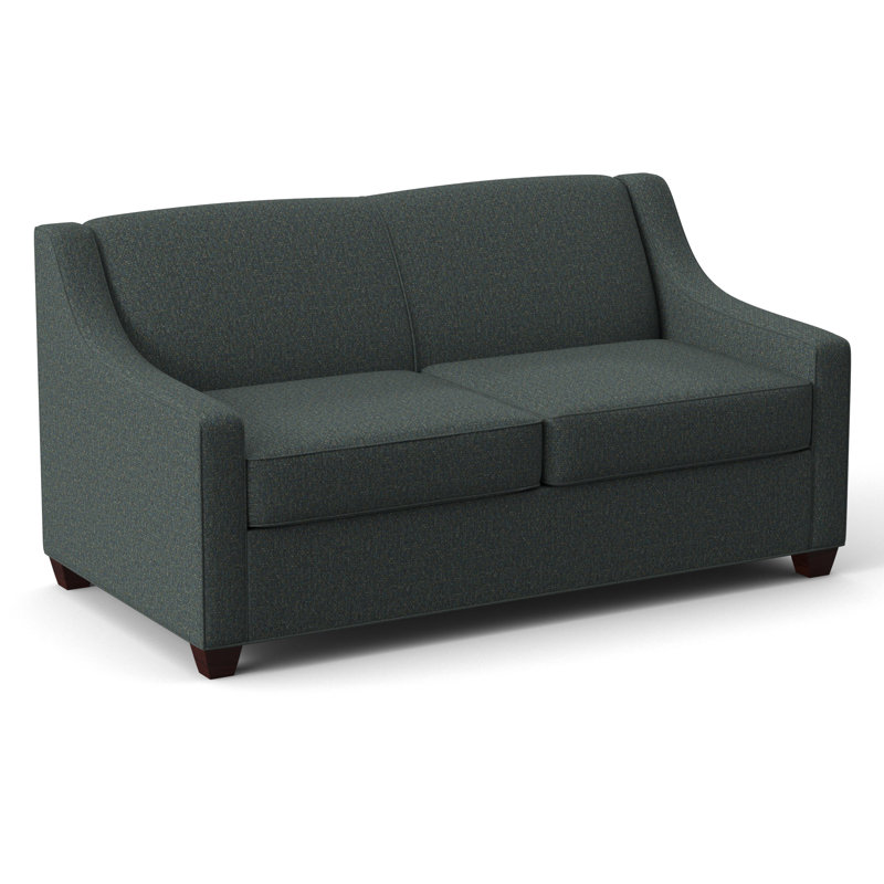 Phillips 68" Square Arm Loveseat with Reversible Cushions, Empire Mahogany, Connelly Peacock
