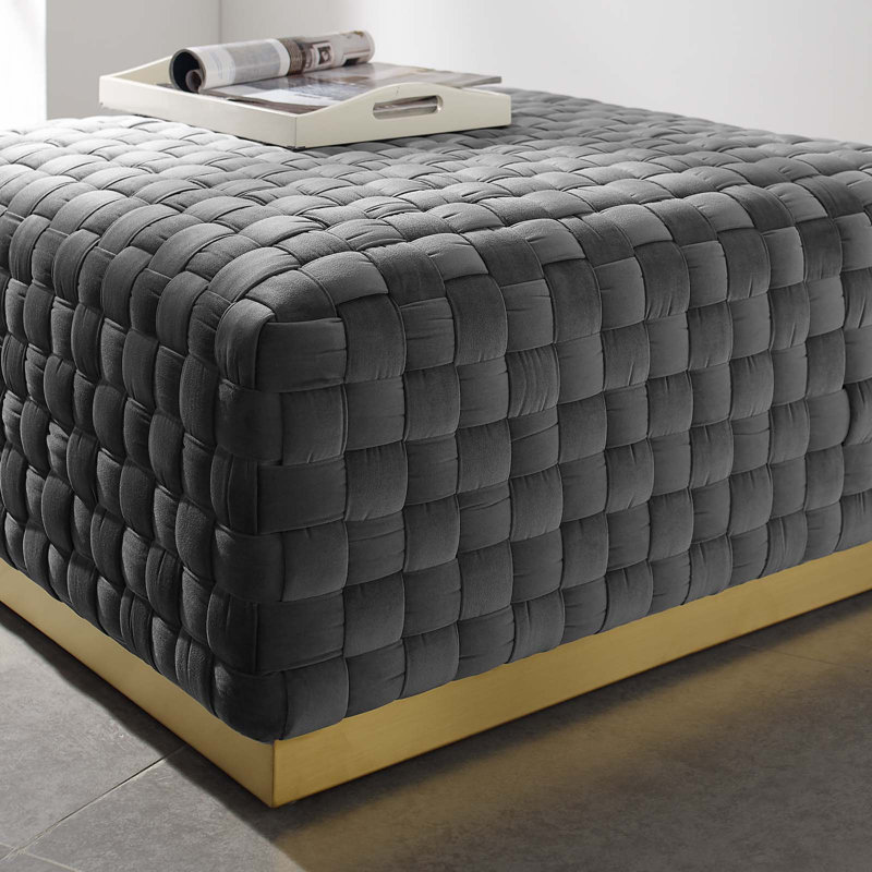 Florence 36.5'' Velvet Square Standard Ottoman, Grey