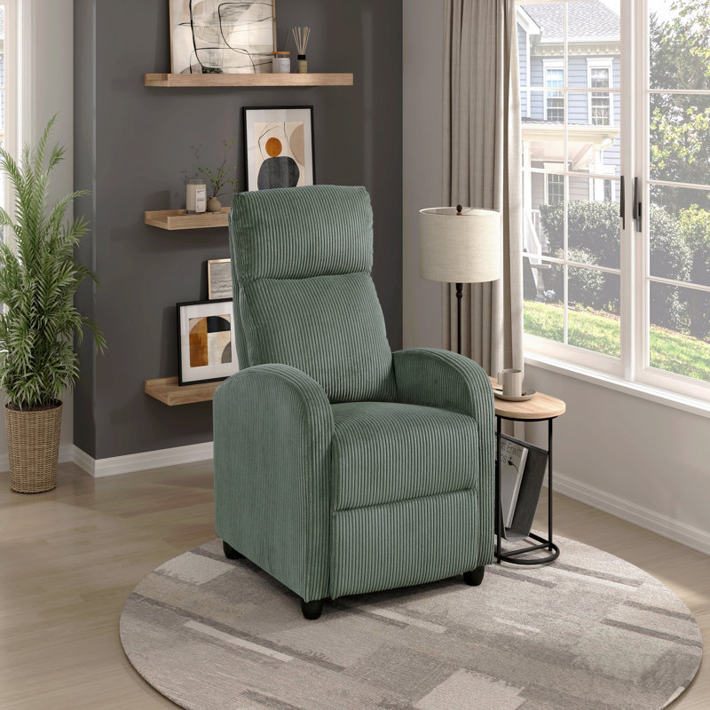 Chaise de fauteuil inclinable moderne en velours côtelé vert moelleux confort, Green