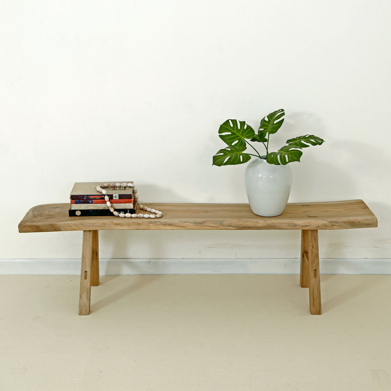 Artissance Live Edge Solid Walnut Natural Wood Bench, 18 Inch Tall (Color & Size May Vary)
