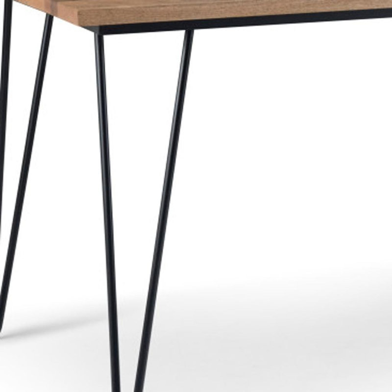 Table de salle à manger 66 "en bois massif naturel et noir et fer