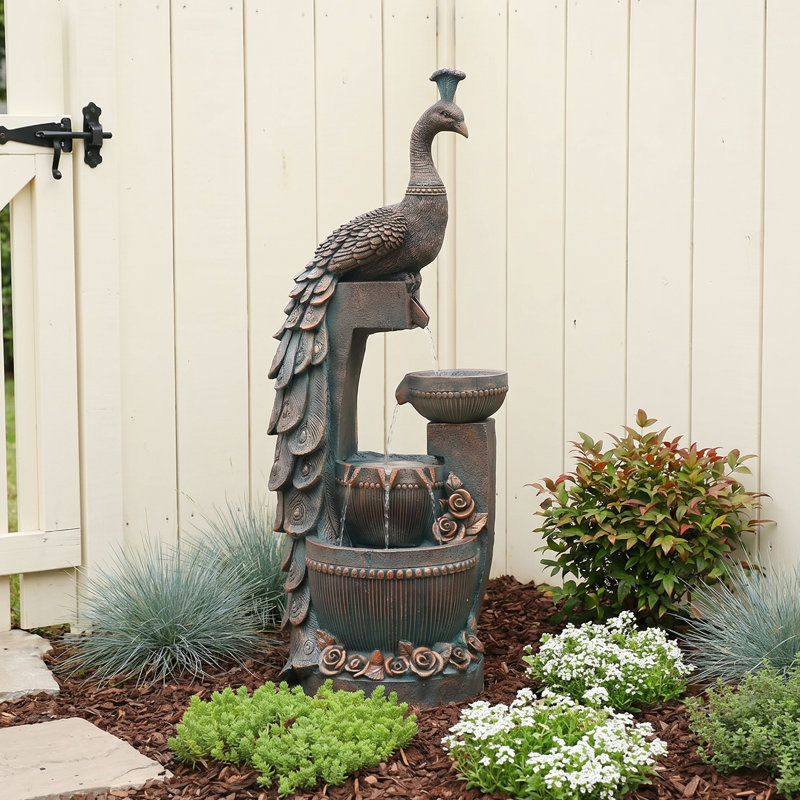 Large Garden Water Features Outdoor Fountains With LED Lights Pump 4 Tier Electric Cascading Waterfall Fountain for Patio, Backyard
