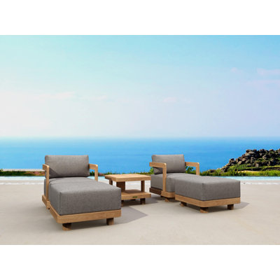 Granada Teak 4 - Person Patio Conversation Set with Sunbrella® Cushions