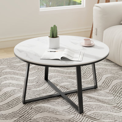 Table basse, table basse en marbre fritté de 30 po Fumiki