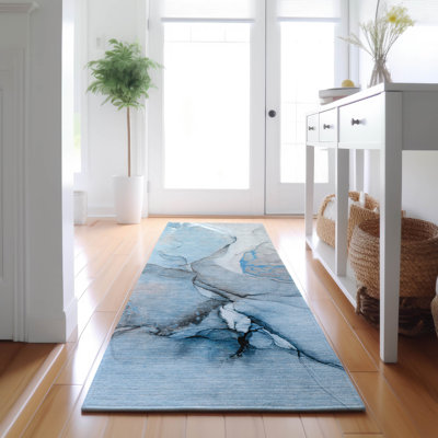 Premium Machine Washable Cerrito AMF506 Blue Rug