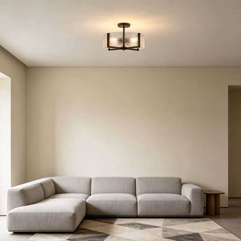 18" Large Semi-Flush Mount Ceiling Light, Black