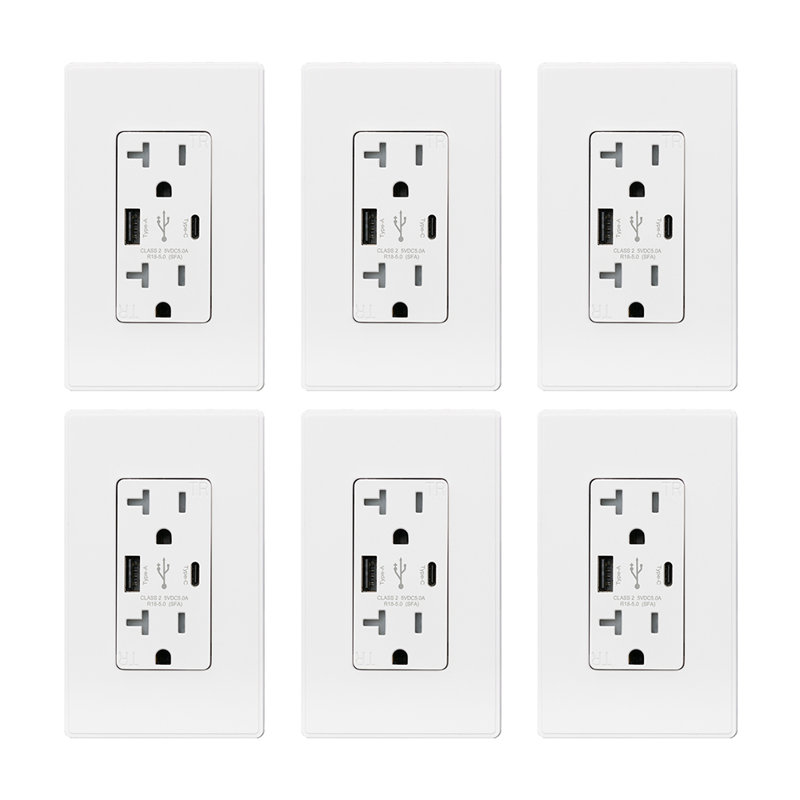 20 Tamper Resistant Duplex Outlet, 6, White