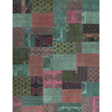 Afghan Wool Patchwork Area Rug in Rust/Green/Pink