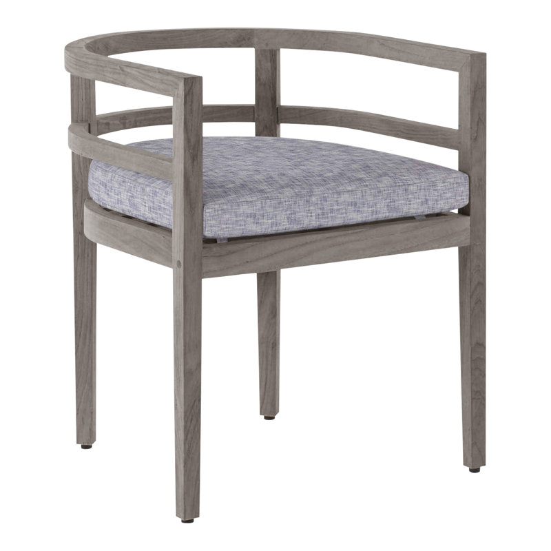 Chaise avec accoudoirs en teck Santa Barbara - Huître, Pas de soudure, Indigo, Teck huître