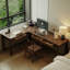 Bureau d'angle avec tiroirs, un bureau d'angle domestique en forme de L-599233926-599233946