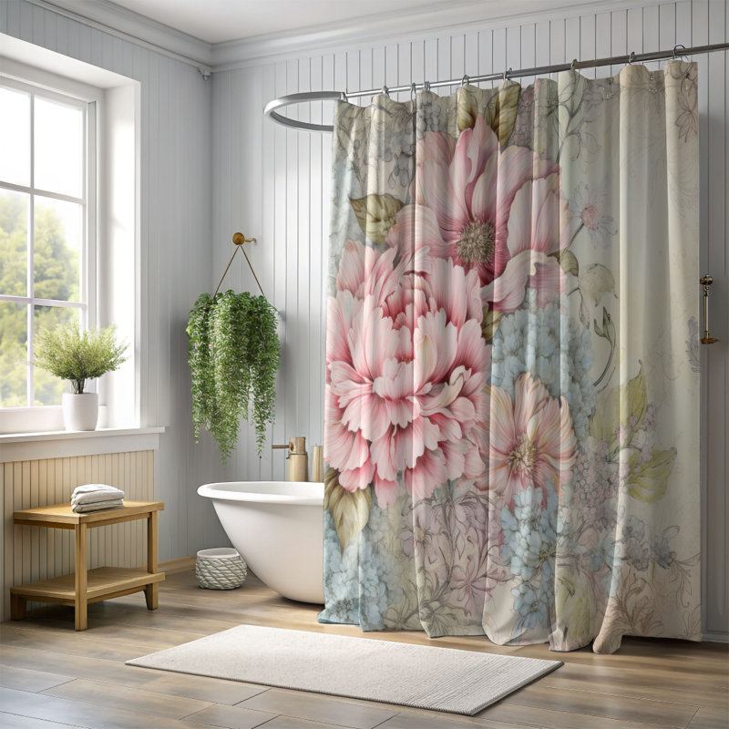 Rideau de douche 1 pièce Soft Petals, H 74 po x l 71 po
