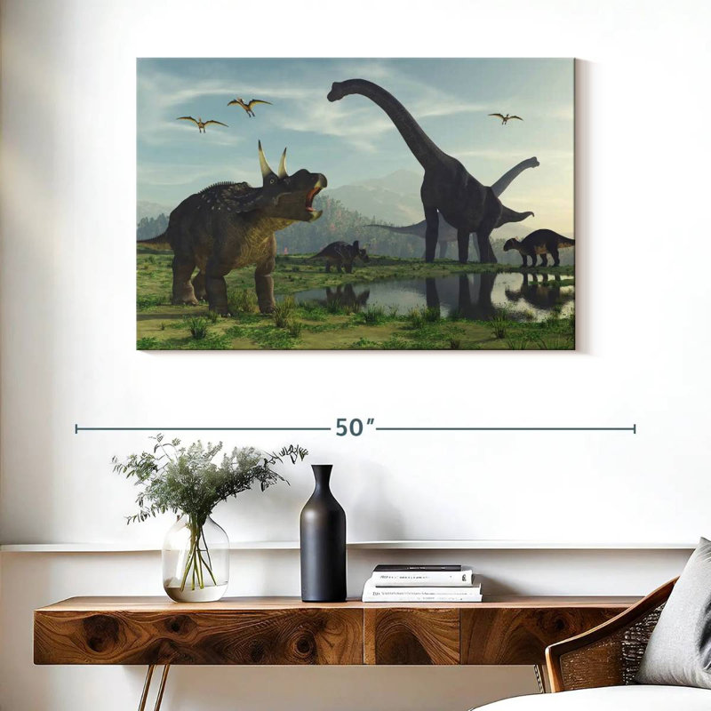 Monde des dinosaures, H 26 po x l 39 po