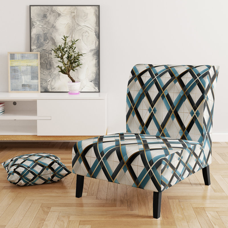 Fauteuil de chambre blanc et bleu Urban Gridlock Channel - Velours