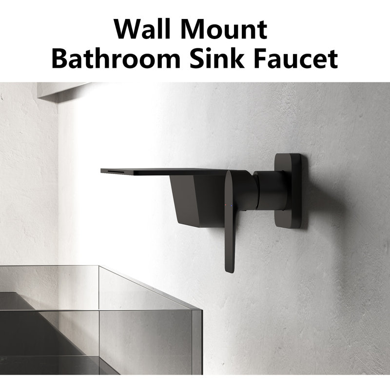 Wall Mounted Bathroom Faucet, Matte Black
