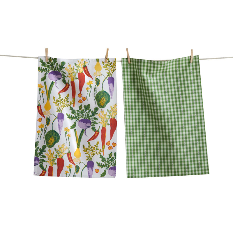Tossed Veggies Dishtowel Set  Kitchen Towels for Everyday Use, Machine Washable  Perfect for Home Cooking!