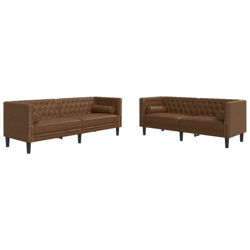  Ensemble de canapé Chesterfield brun, Brun
