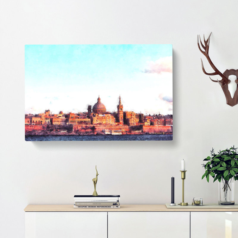 View of Valletta in Malta - Wrapped Canvas, 60cm H x 91cm W x 3cm D