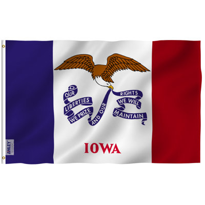 Drapeau de l'État de l'Iowa en polyester 36 po x 60 po Drapeau de la maison