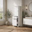 Grande armoire de rangement pour salle de bain, armoire de rangement autoportante avec deux tiroirs de tailles différentes et tablette réglable, panneau de fibres à densité moyenne avec finition peinte, blanc-130459204-130459208
