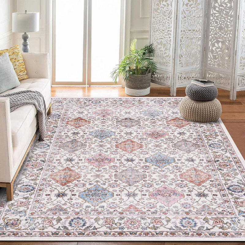Area Rugs Living Room Rug 2x6, Non-Slip, Machine Washable, Low Pile Oriental Rugs, Soft Carpet for Living Room, Bedroom, Dining Room