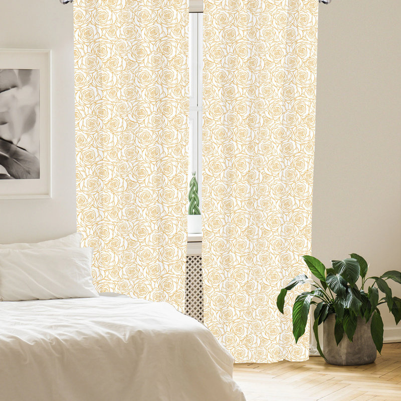 Panneau coulissant floral semi-diaphane avec passe-tringle, 28 po x 63 po