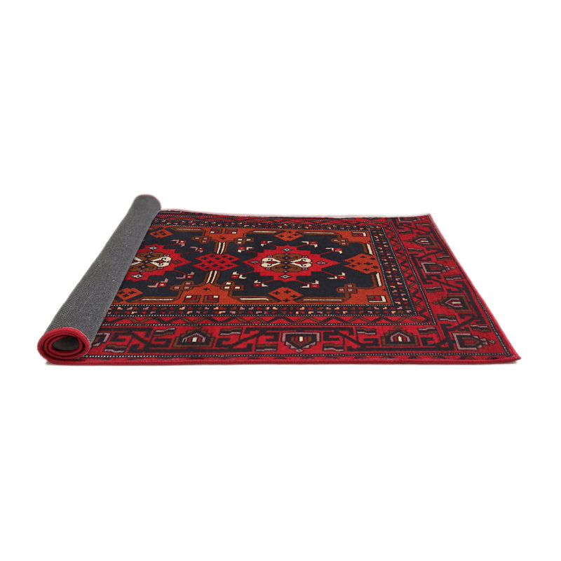 Tapis rose/rouge/noir traditionnel Douros, Rond 3 pi