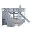Lit superposé double de style château avec 2 tiroirs, 3 tablettes et glissade-1886534750