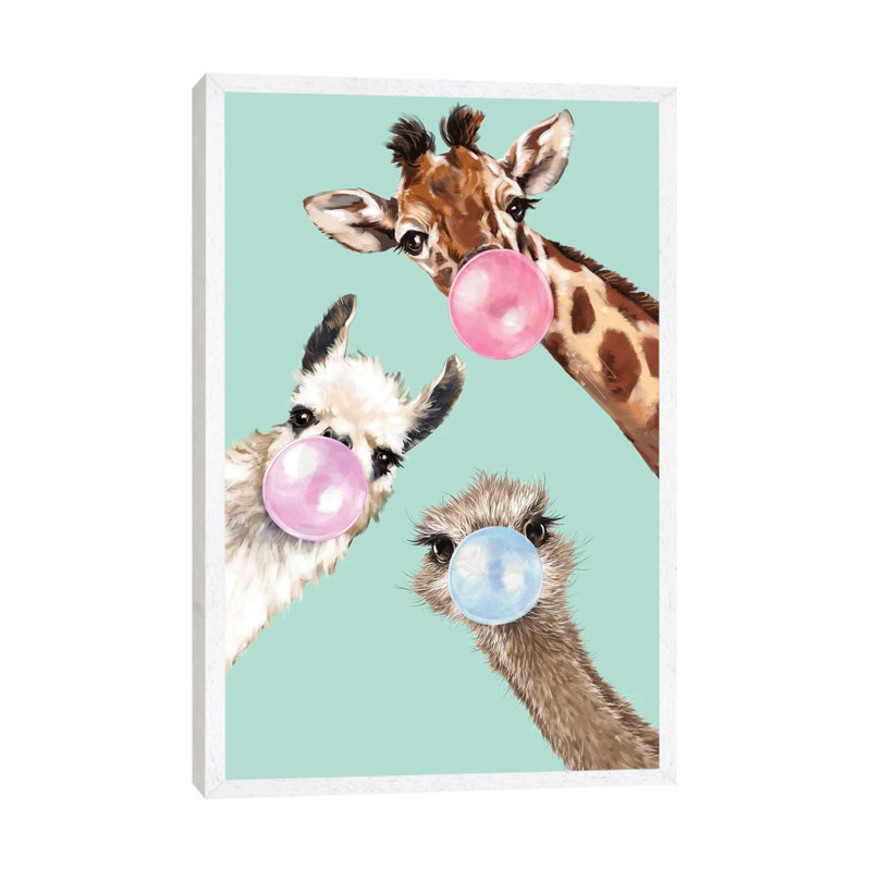 Bubble Gum Gang In Green by Big Nose Work - Wrapped Canvas Print, 101.6 cm H x 66.04 cm W, White Framed