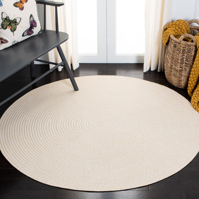 Morton Handmade Flatweave Polypropylene Area Indoor/Outdoor Area Rug in Ivory, Round 8'