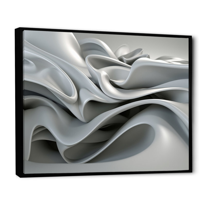 Grey Infinite Ripples - Canvas Wall Art, 24" H x 32" W, Floater Framed Print, Black