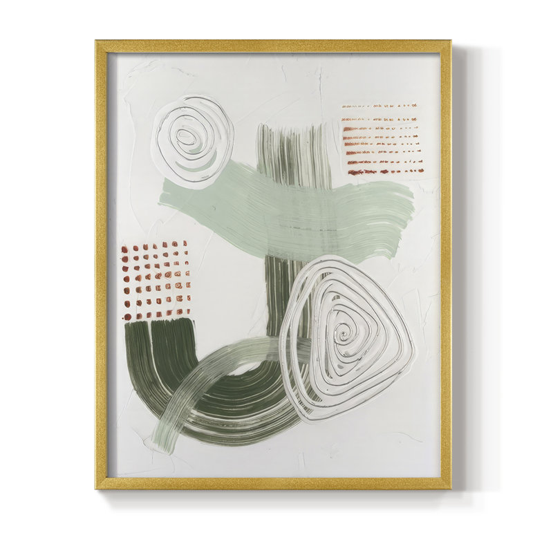 Impression encadrée Jade Rhythme II - bois massif, H 30 po x l 24 po, Doré
