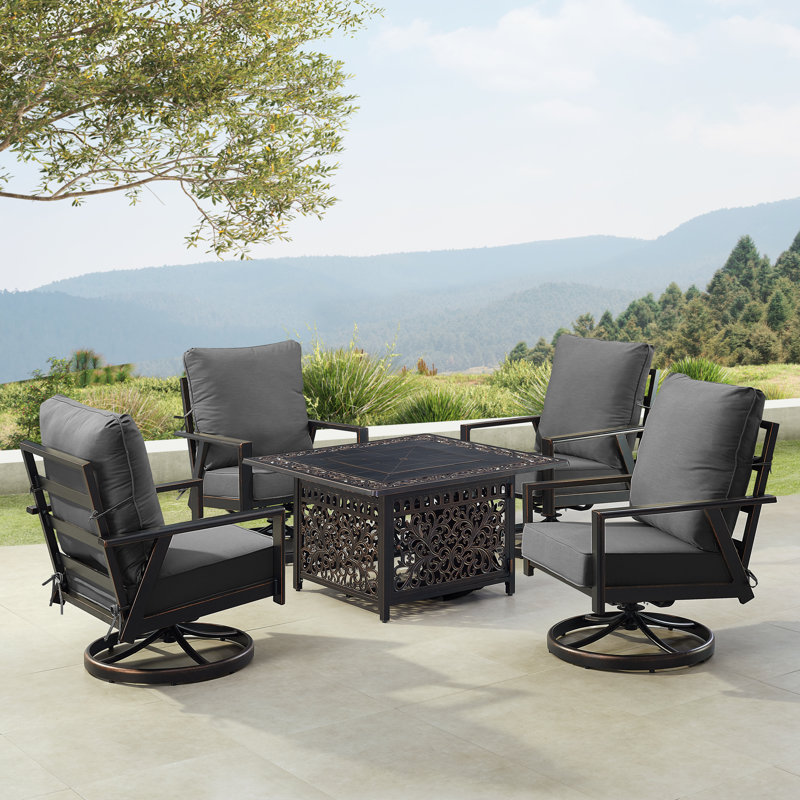Aaleyah Outdoor 6 - Piece Conversation Set, Black