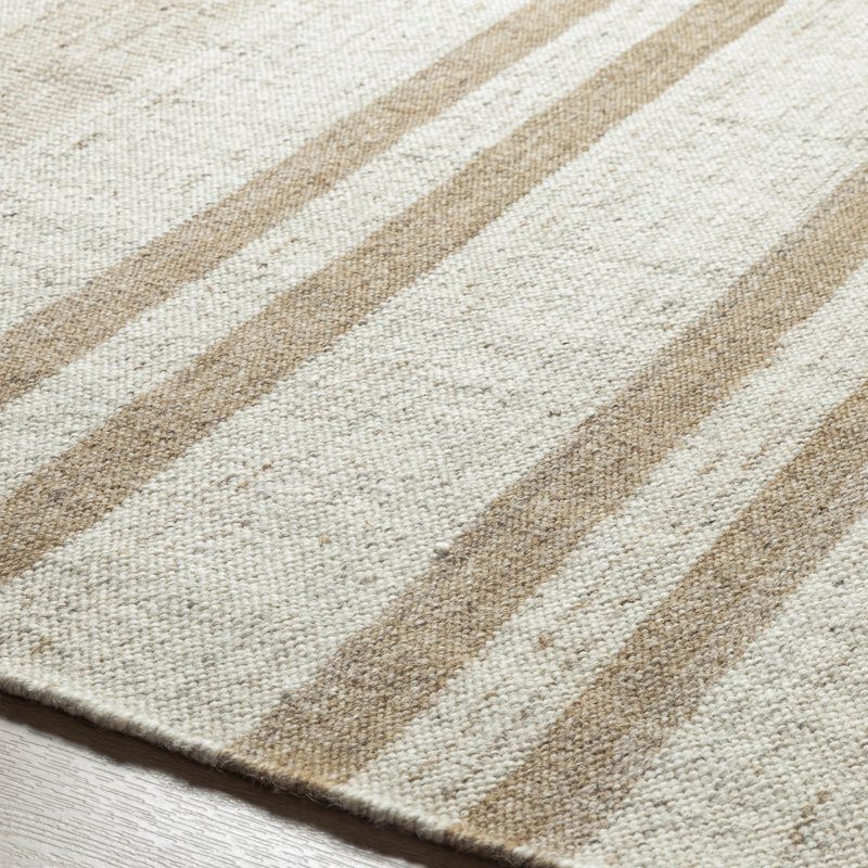 Bolu Hand Tufted Wool Striped Area Rug, Rectangle 9' x 12'