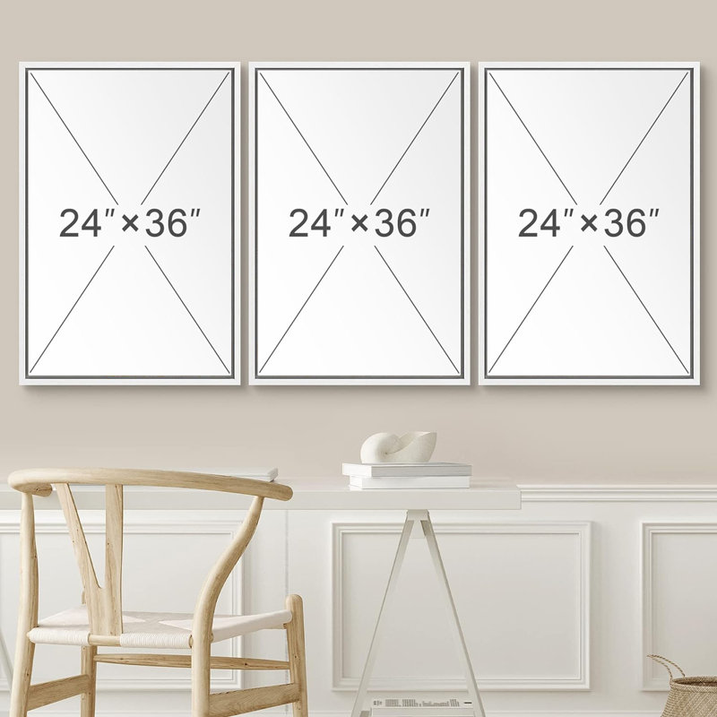 Large Framed Geometric Pink and White Peony Canvas Print Set
