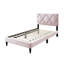 Lit simple avec 12 supports - Revêtement en velours, tête de lit réglable pour une meilleure qualité de sommeil et une expérience de repos, support stable sans sommier rose, confort personnalisé, pas nécessaire-1701007215