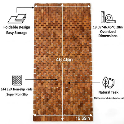 Edinburgh Reversible Teak Wood Anti-Slip Shower Mat