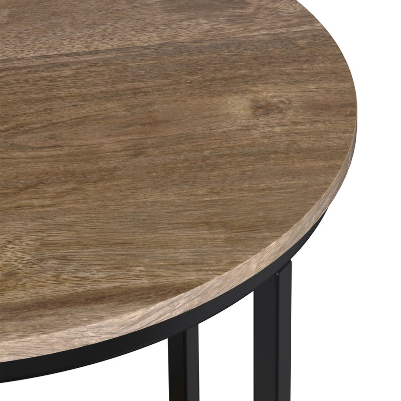 Table de bout ronde en métal 18 po Jenna, Noir, Gris chaleureux