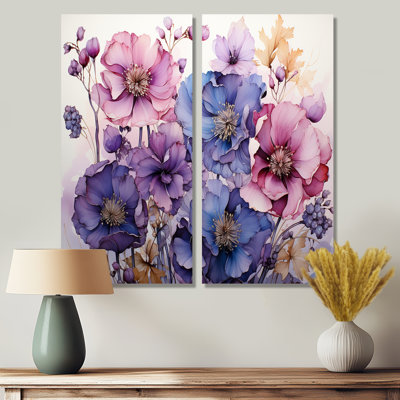 Mauve mystique Blooms IV - Décoration murale mauve 2 panneaux